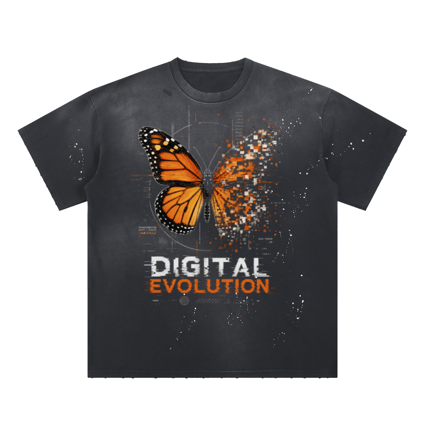 Hand-Frayed Sunfade Paint Splatter T-Shirt